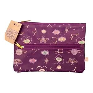 More Than Magic Medium Pouch Purple Celestial Galaxy Dual Pocket Whimsical Space